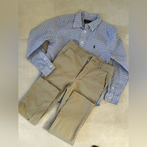 Polo Ralph Lauren Checkered Shirt and Khaki Pants Set